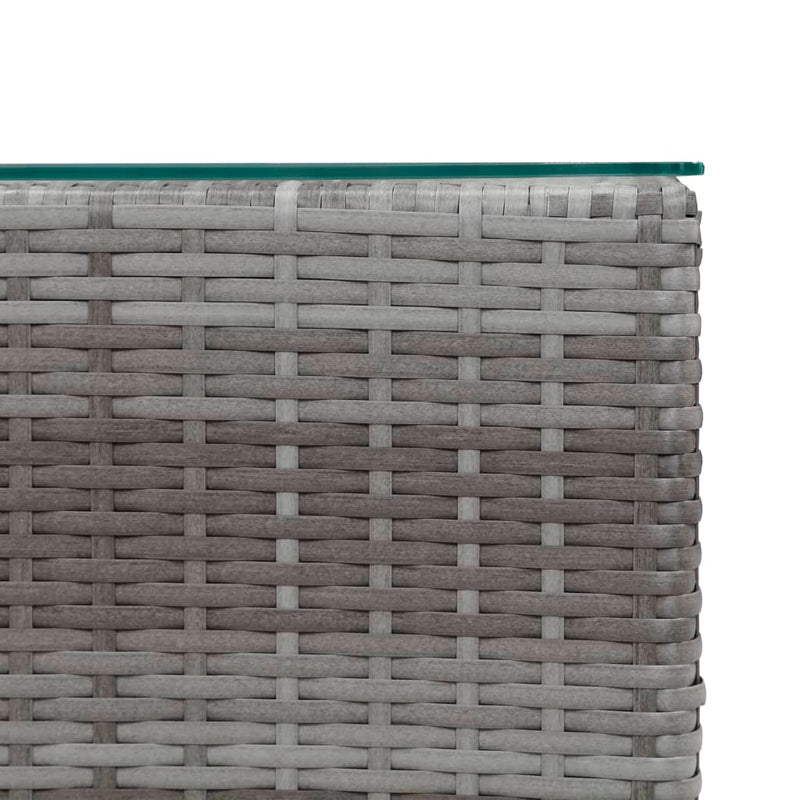 vidaXL 3 db szürke polyrattan kisasztal üveg asztallappal