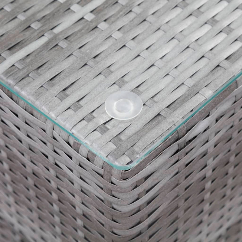 vidaXL 3 db szürke polyrattan kisasztal üveg asztallappal