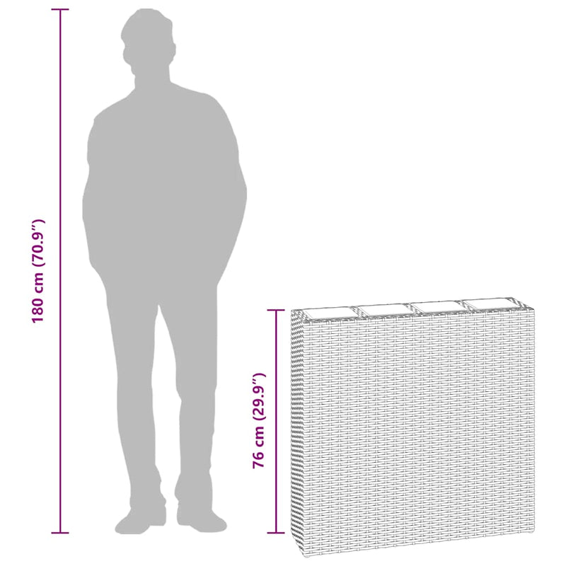 vidaXL 2 darab barna polyrattan kerti magaságyás 4 kaspóval