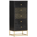 vidaXL fekete és aranyszínű tömör mangófa fiókos szekrény 45x30x105 cm