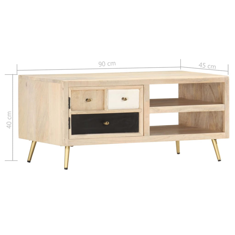 vidaXL tömör mangófa dohányzóasztal 90 x 45 x 40 cm