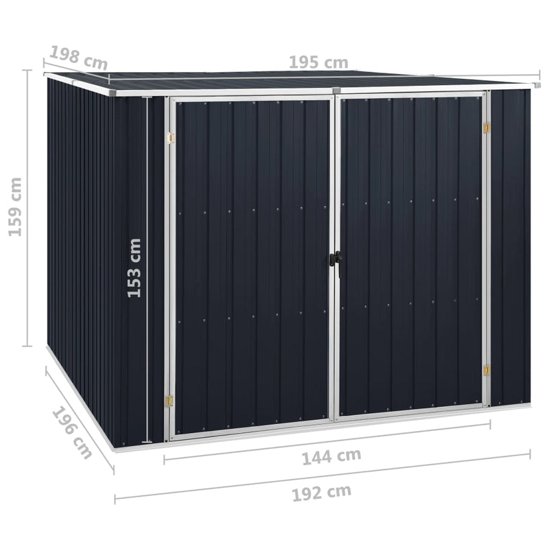 vidaXL antracitszürke horganyzott acél kerti fészer 195 x 198 x 159 cm