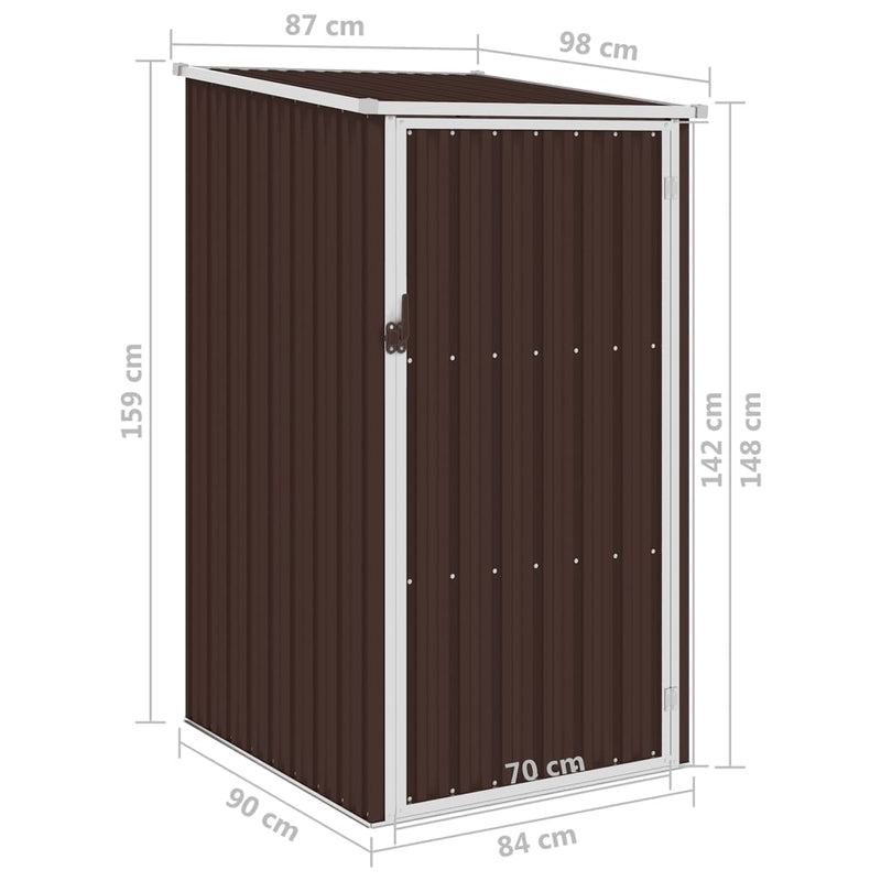 vidaXL barna horganyzott acél kerti fészer 87 x 98 x 159 cm