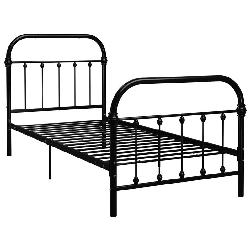 vidaXL fekete fém ágykeret 90 x 200 cm
