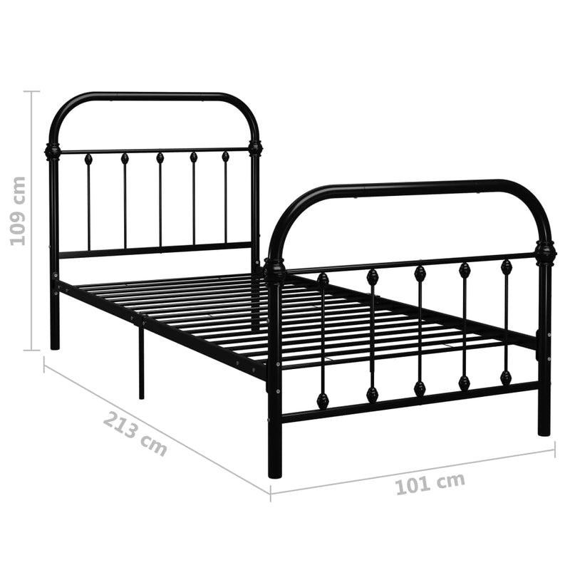 vidaXL fekete fém ágykeret 90 x 200 cm