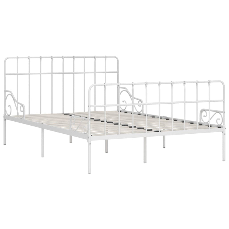 vidaXL fehér fém ágykeret lécezett ágyráccsal 120 x 200 cm