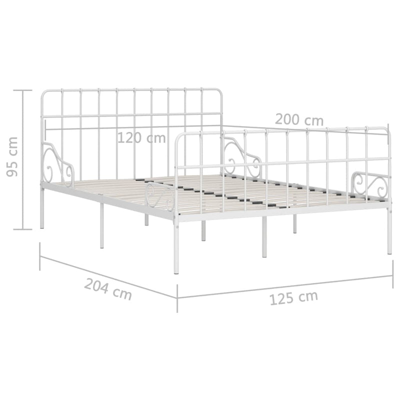 vidaXL fehér fém ágykeret lécezett ágyráccsal 120 x 200 cm