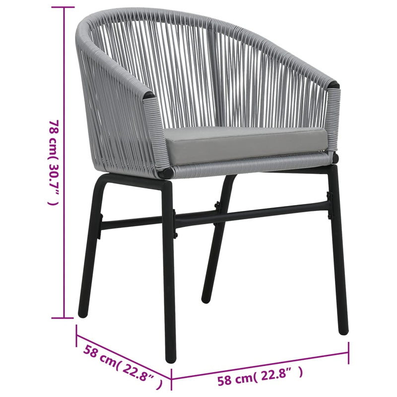 vidaXL 2 db antracitszürke PE rattan kerti szék