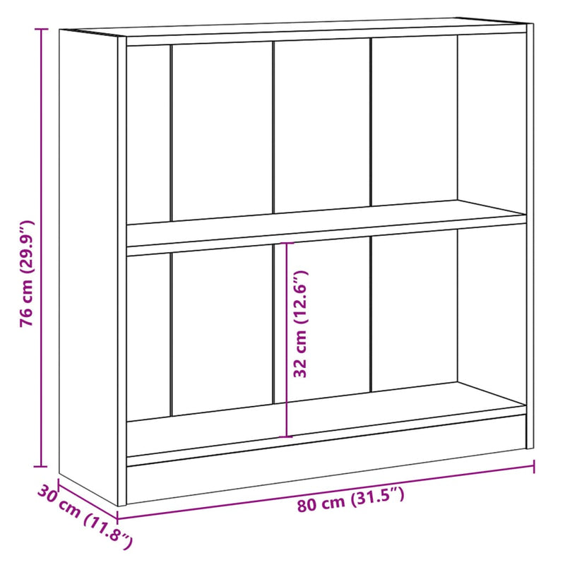 vidaXL betonszürke forgácslap könyvespolc 80 x 24 x 75 cm