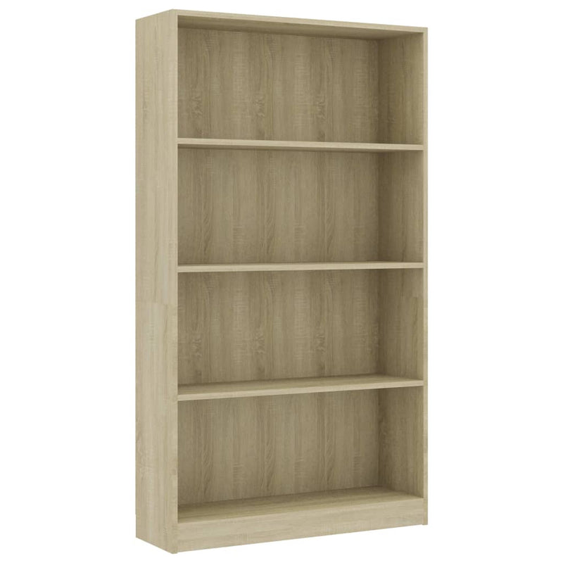 vidaXL 4-szintes sonoma színű szerelt fa könyvszekrény 80x24x142 cm