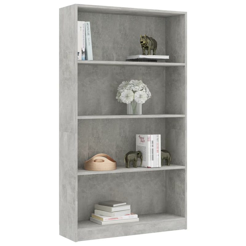 vidaXL 4-szintes betonszürke szerelt fa könyvszekrény 80 x 24 x 142 cm