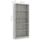 vidaXL 5-szintes betonszürke szerelt fa könyvszekrény 80 x 24 x 175 cm