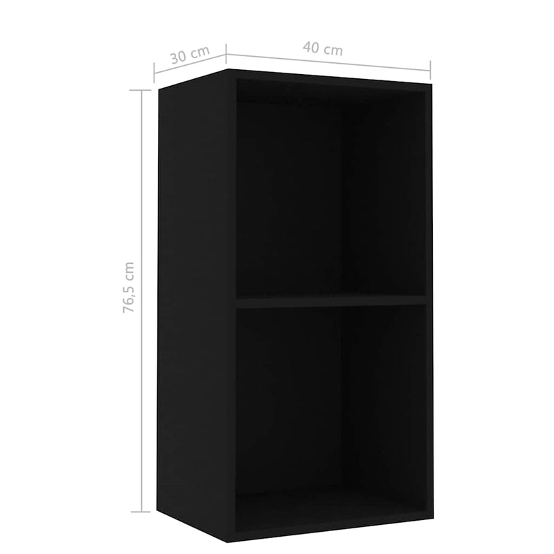 vidaXL fekete szerelt fa könyvszekrény 40x30x76,5 cm