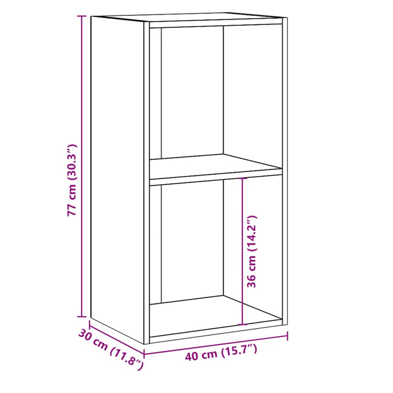 vidaXL 2-szintes betonszürke forgácslap könyvszekrény 40x30x76,5 cm