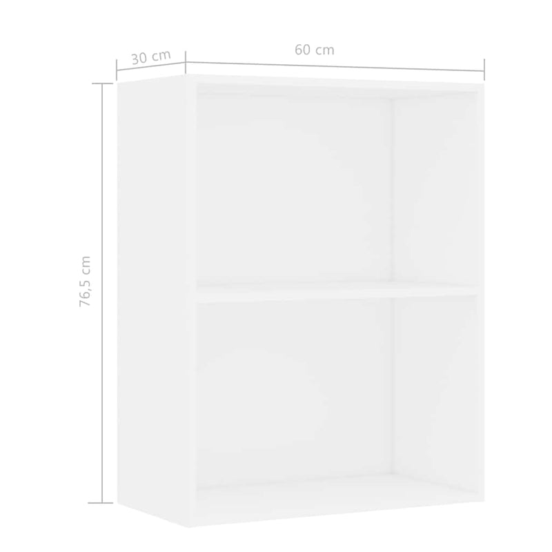 vidaXL fehér szerelt fa könyvespolc 60x30x76,5 cm