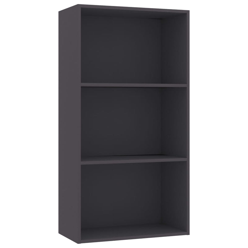 vidaXL 3-szintes szürke szerelt fa könyvszekrény 60 x 30 x 114 cm