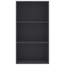 vidaXL 3-szintes szürke szerelt fa könyvszekrény 60 x 30 x 114 cm