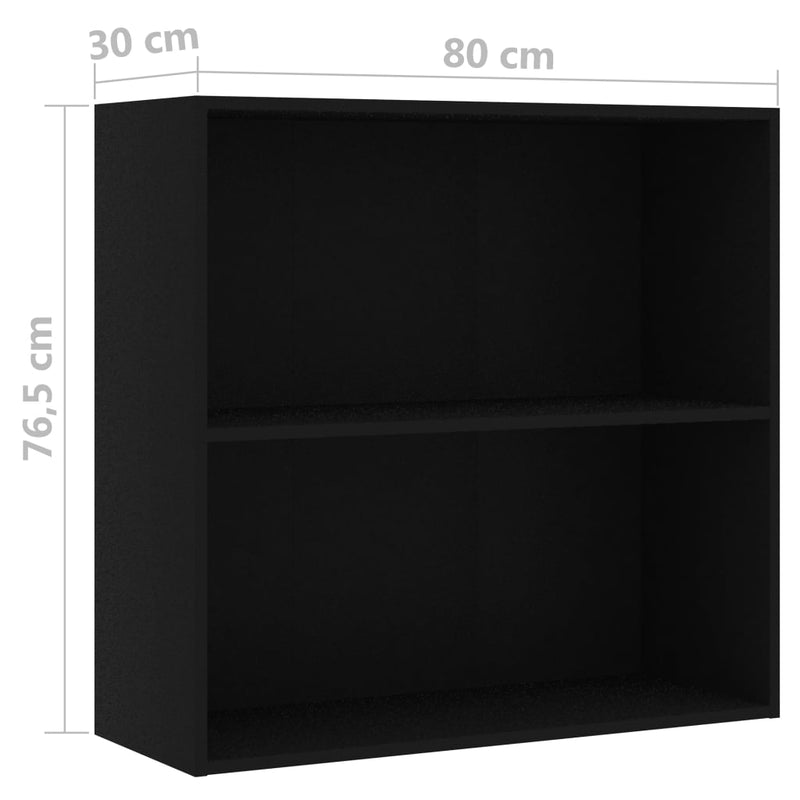 vidaXL fekete szerelt fa könyvespolc 80x30x76,5 cm