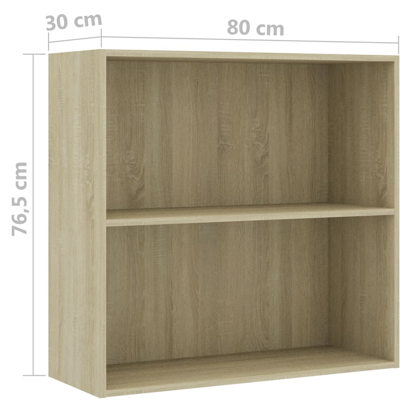 vidaXL sonoma tölgy színű szerelt fa könyvszekrény 80x30x76,5 cm
