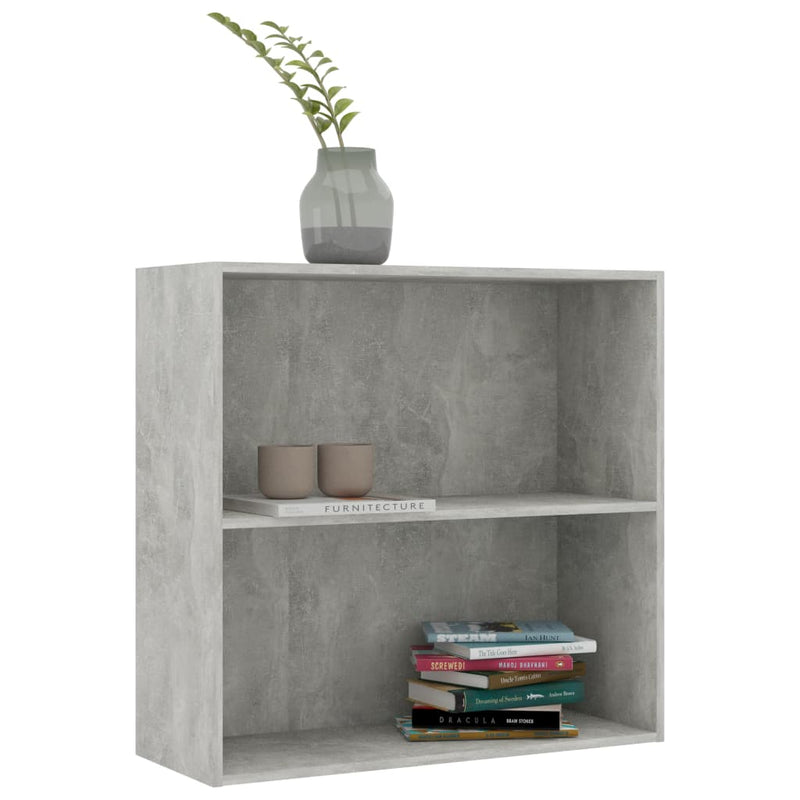 vidaXL 2 szintes betonszürke forgácslap könyvszekrény 80x30x76,5 cm