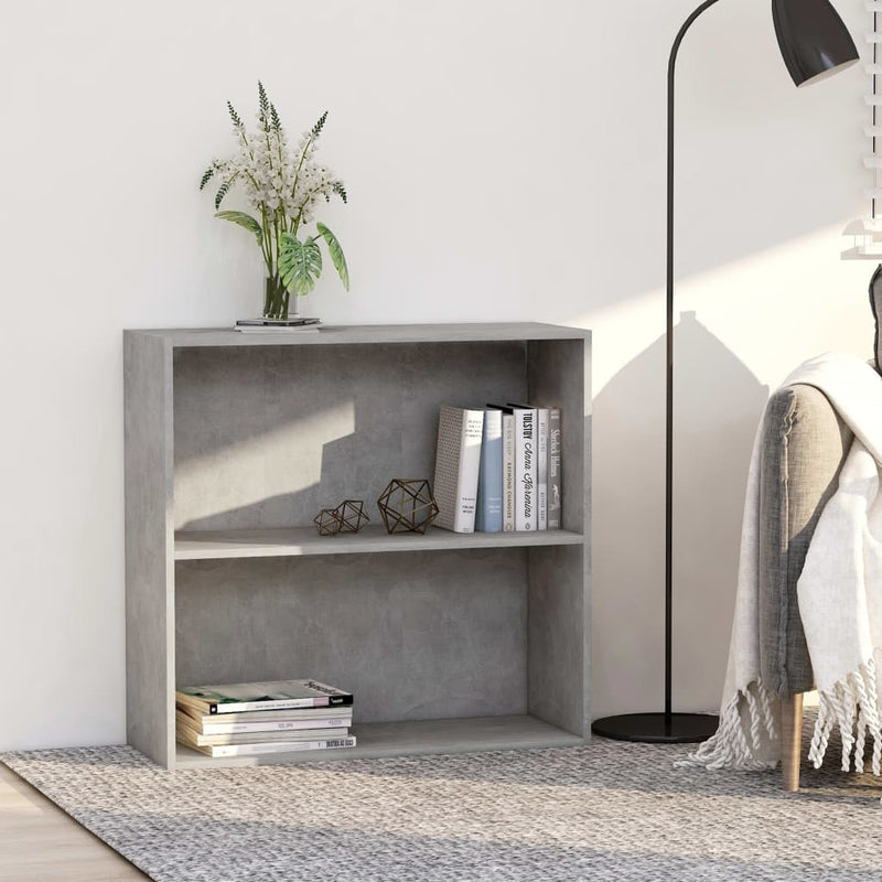 vidaXL 2 szintes betonszürke forgácslap könyvszekrény 80x30x76,5 cm