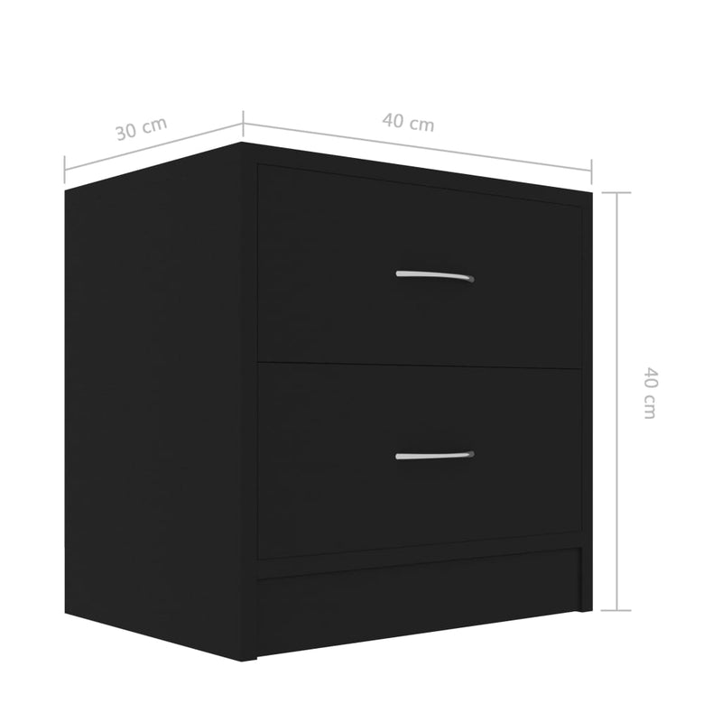 vidaXL 2 db fekete szerelt fa éjjeliszekrény 40 x 30 x 40 cm
