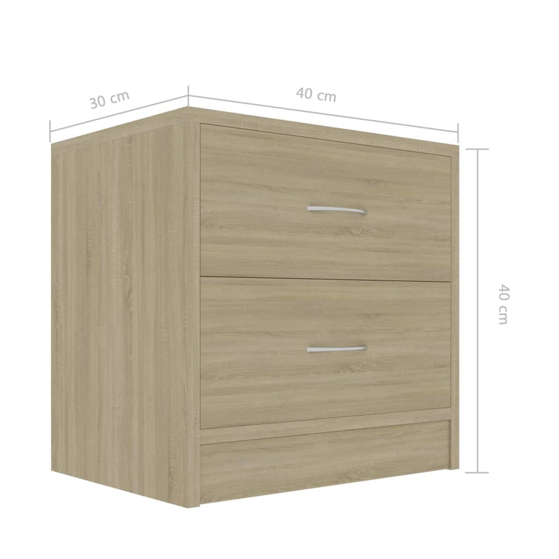 vidaXL 2 db sonoma tölgy színű szerelt fa éjjeliszekrény 40x30x40 cm