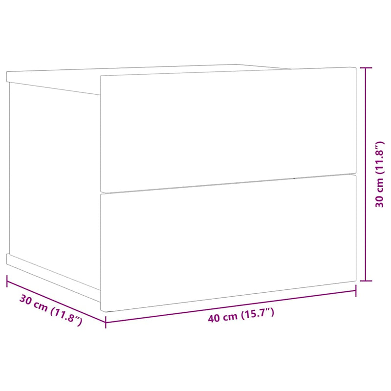 vidaXL 2 db fekete szerelt fa éjjeliszekrény 40 x 30 x 30 cm
