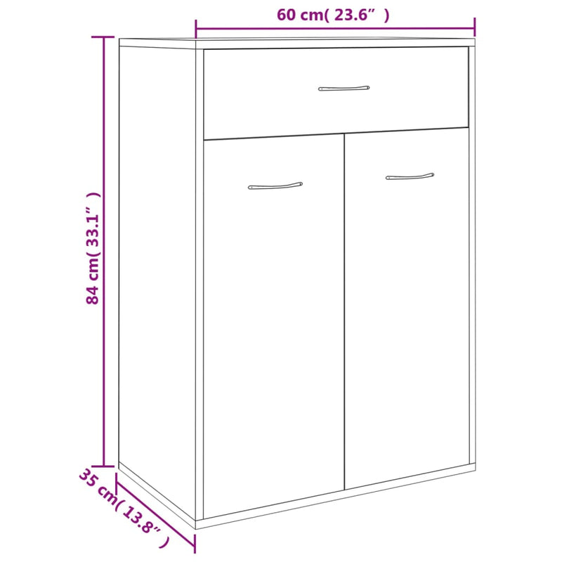 vidaXL betonszürke szerelt fa cipősszekrény 60 x 35 x 84 cm