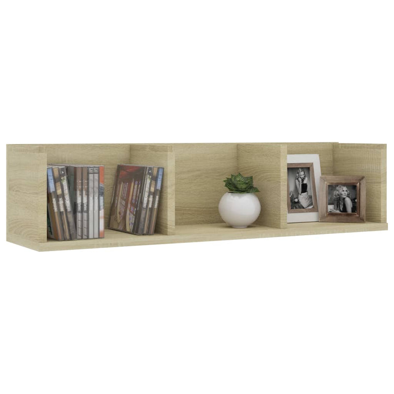 vidaXL sonoma tölgy szerelt fa CD-tartó fali polc 75x18x18 cm