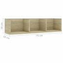 vidaXL sonoma tölgy szerelt fa CD-tartó fali polc 75x18x18 cm