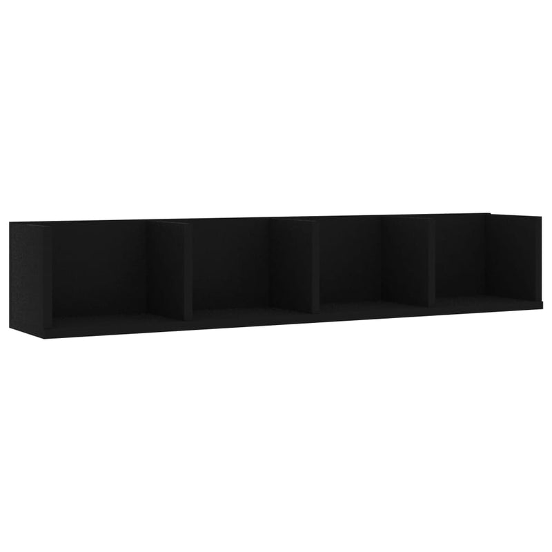vidaXL fekete szerelt fa CD-tartó fali polc 100 x 18 x 18 cm