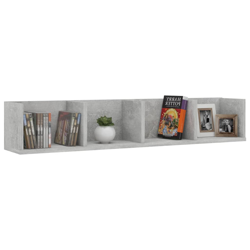 vidaXL betonszürke szerelt fa CD-tartó fali polc 100 x 18 x 18 cm