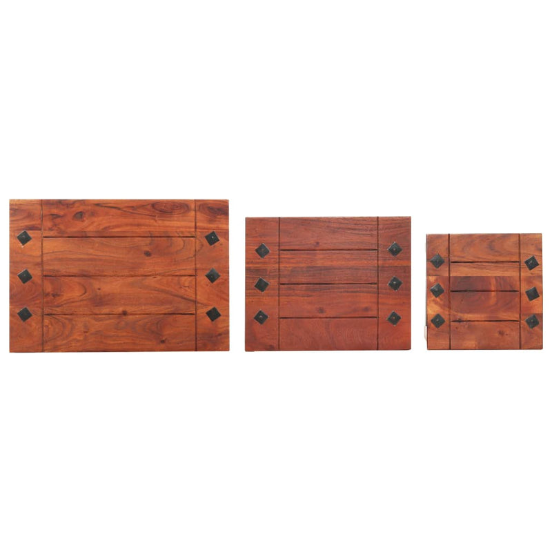 vidaXL 3 db tömör akácfa egymásba tolható asztal