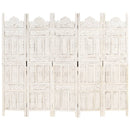 vidaXL 5-paneles fehér mangófa kézzel faragott térelválasztó 200x165cm