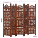 vidaXL 5-paneles barna mangófa kézzel faragott térelválasztó 200x165cm