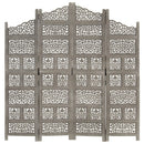 vidaXL 4-paneles szürke mangófa faragott térelválasztó 160 x 165 cm