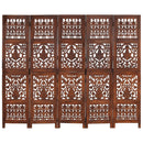 vidaXL 5-paneles barna kézzel faragott térelválasztó 200 x 165 cm