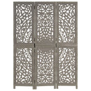 vidaXL 3-paneles szürke mangófa kézzel faragott térelválasztó 120x165cm