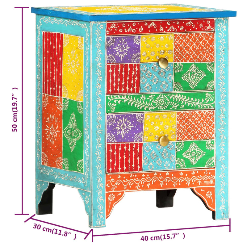 vidaXL kézzel festett tömör mangófa éjjeliszekrény 40 x 30 x 50 cm