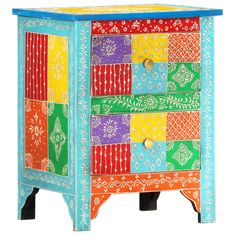 vidaXL kézzel festett tömör mangófa éjjeliszekrény 40 x 30 x 50 cm