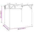 vidaXL fehér-krémszínű acélpergola behúzható tetővel 3 x 3 m