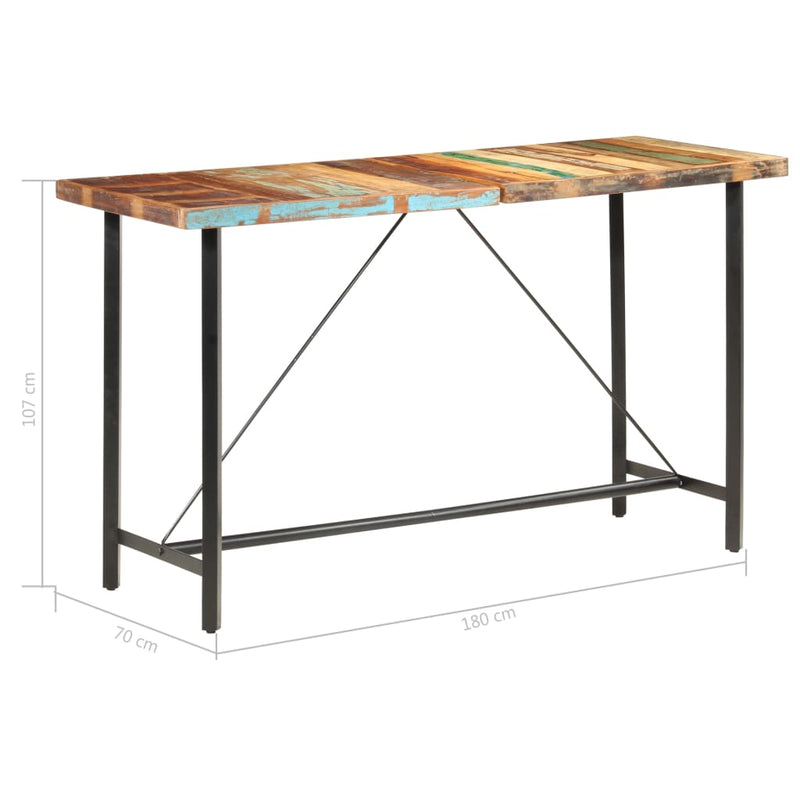 vidaXL tömör újrahasznosított fa bárasztal 180 x 70 x 107 cm