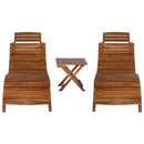 vidaXL 3-részes tömör akácfa napozóágy teázóasztallal