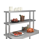 vidaXL 2-szintes rozsdamentes acél munkapult feletti polc 120x30x65 cm