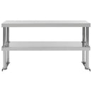 vidaXL 2-szintes rozsdamentes acél munkapult feletti polc 120x30x65 cm