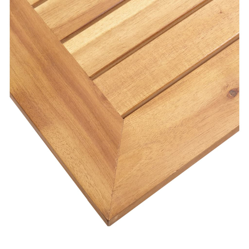 vidaXL tömör akácfa és rozsdamentes acél kerti kisasztal 45x45x38 cm