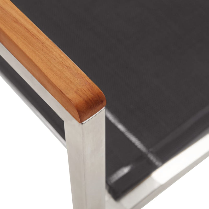 vidaXL 2 db szürke textilén és rozsdamentes acél kerti szék