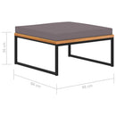 vidaXL sötétszürke tömör akácfa lábtartó párnával 66 x 66 x 36 cm