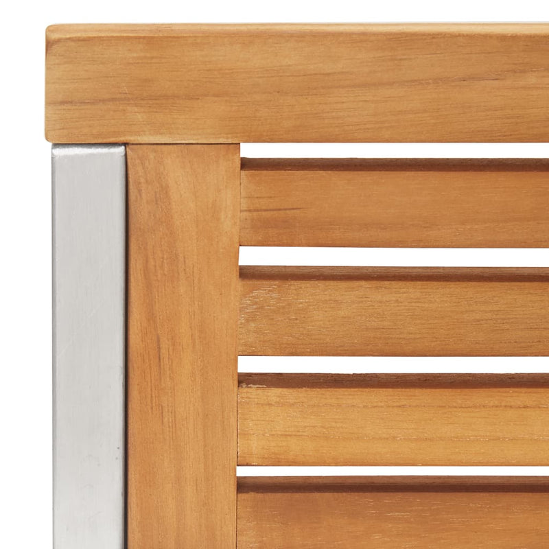 vidaXL 2 db tömör tíkfa és rozsdamentes acél kerti szék